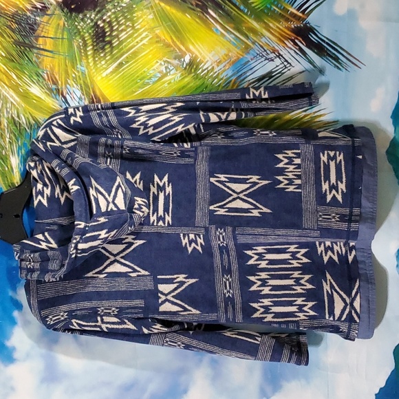 LRL Ralph Lauren Long sleeves hooded with Boho print women's top size L - Picture 3 of 4